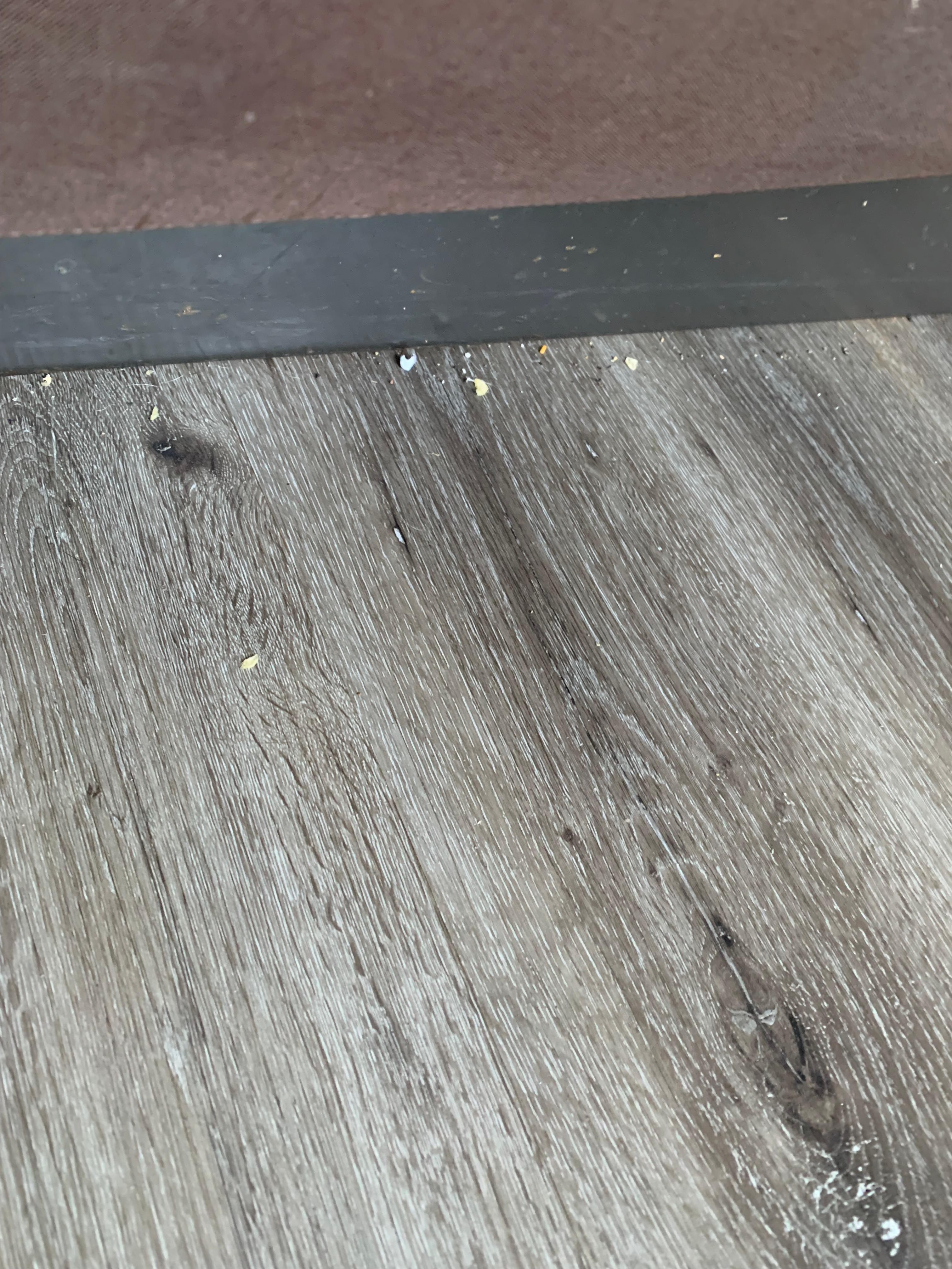 Piled crumbs under bed 