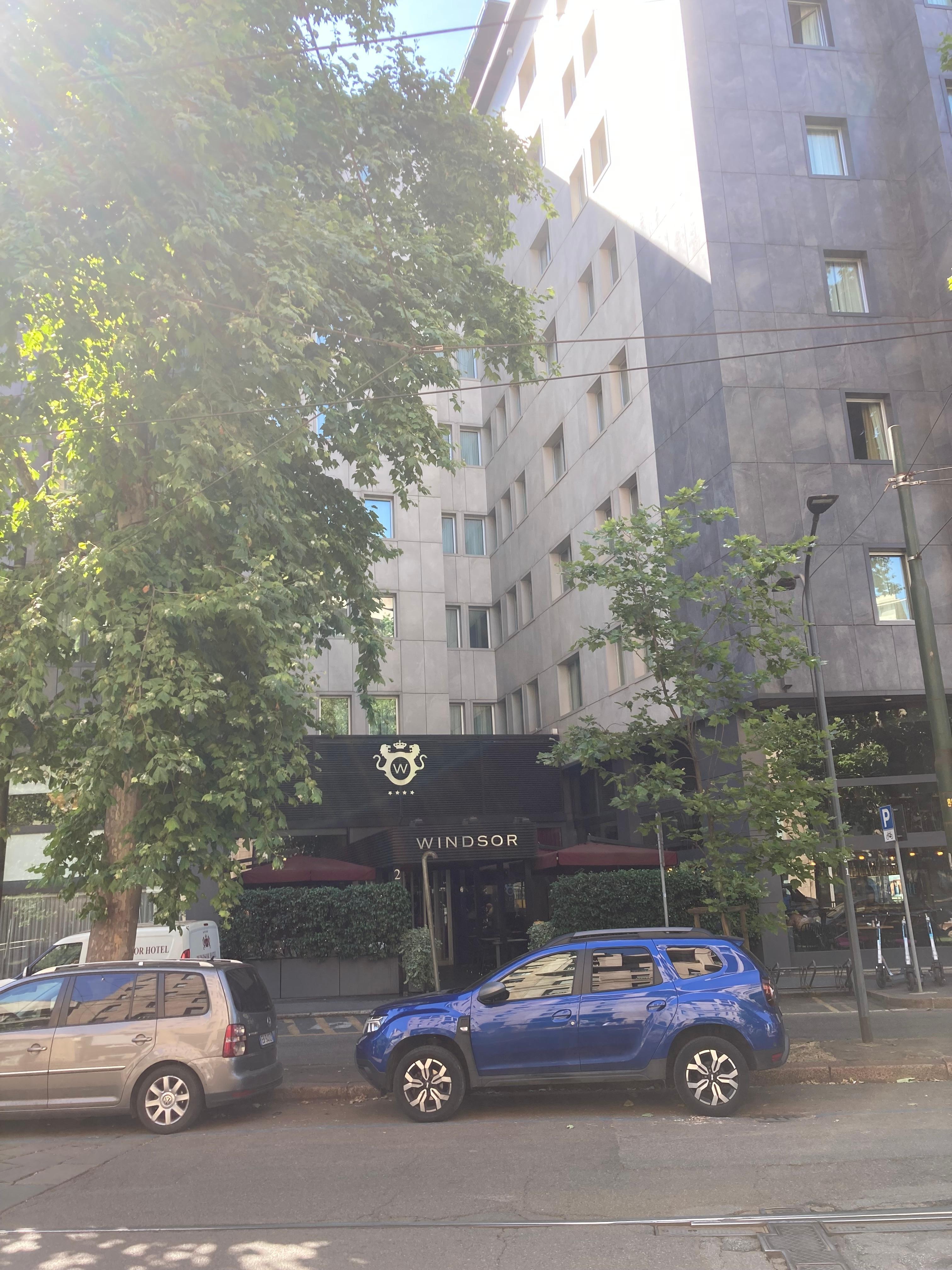 Hotel entrance and outside terrace area