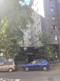 Hotel entrance and outside terrace area