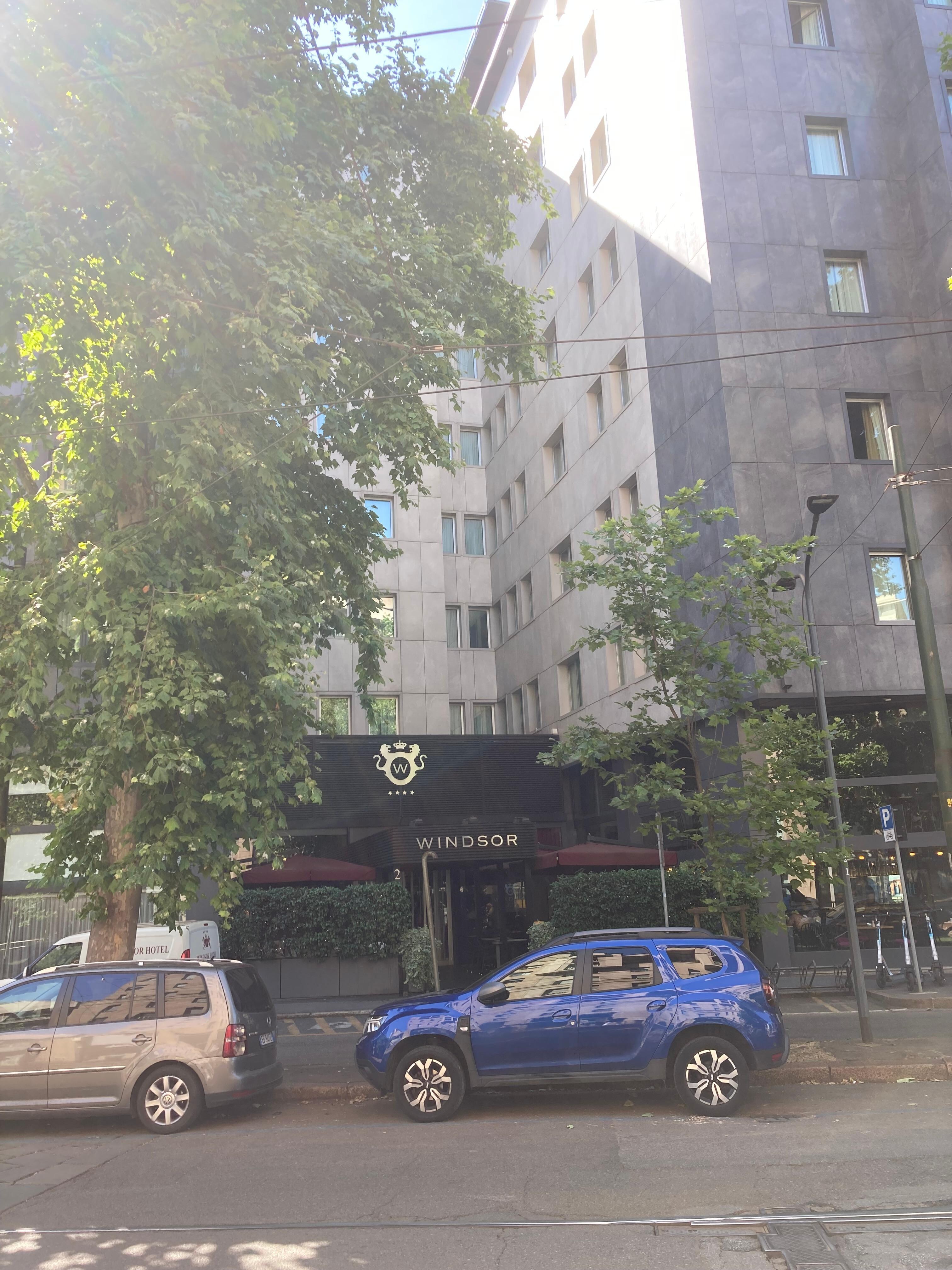Hotel entrance and outside terrace area