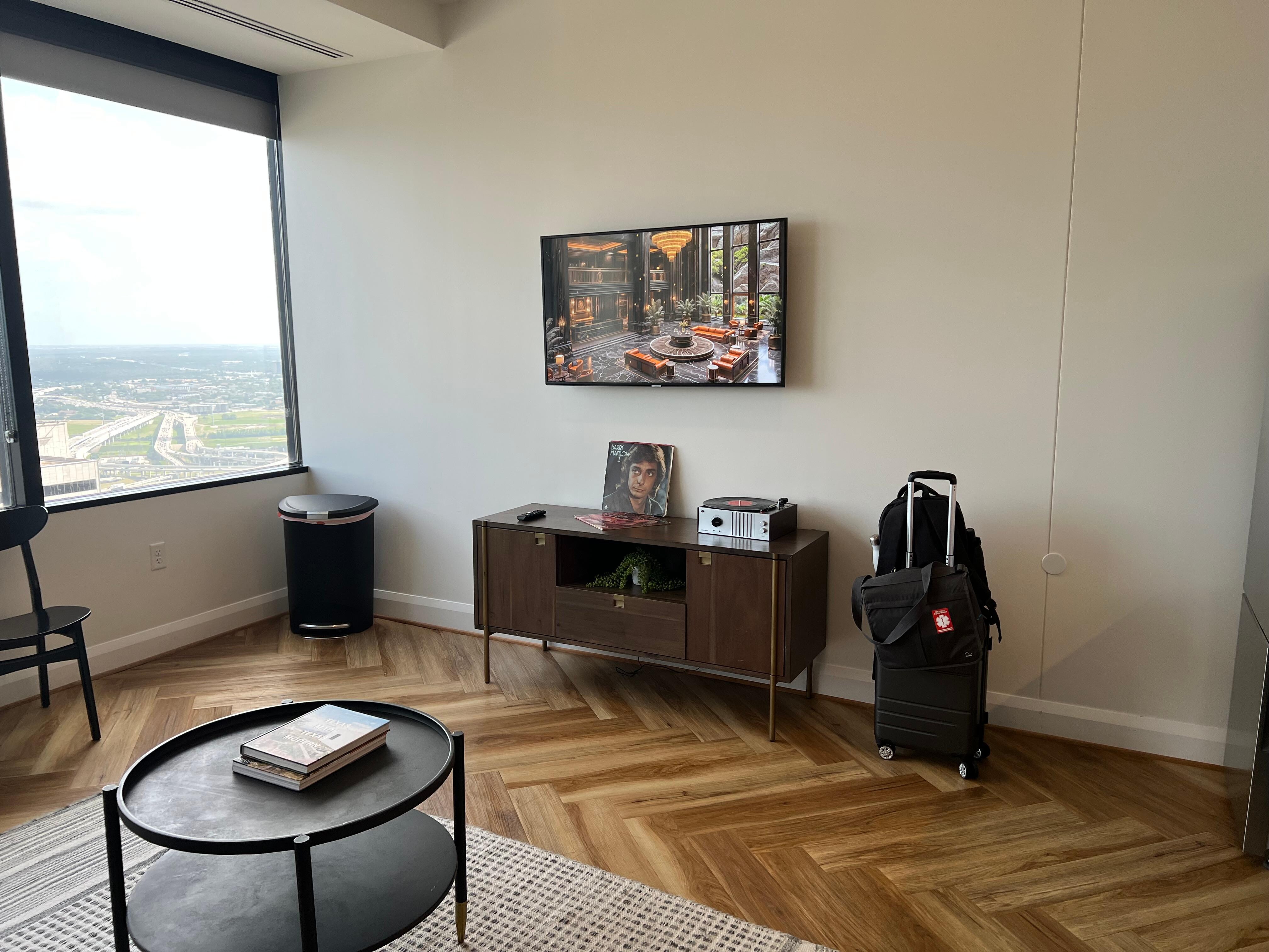 Entertainment center with Samsung television.
