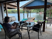 My mom hanging out on the dock.