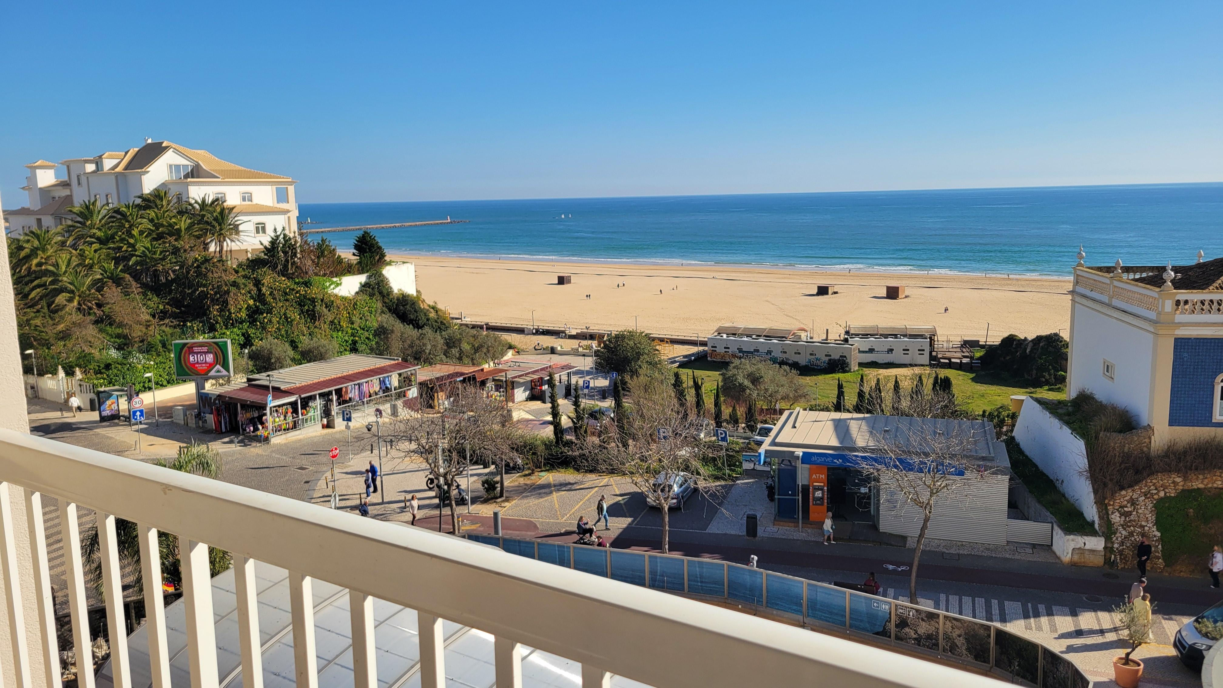 View of Praia da Rocha beach and vicinity from our hotel room.