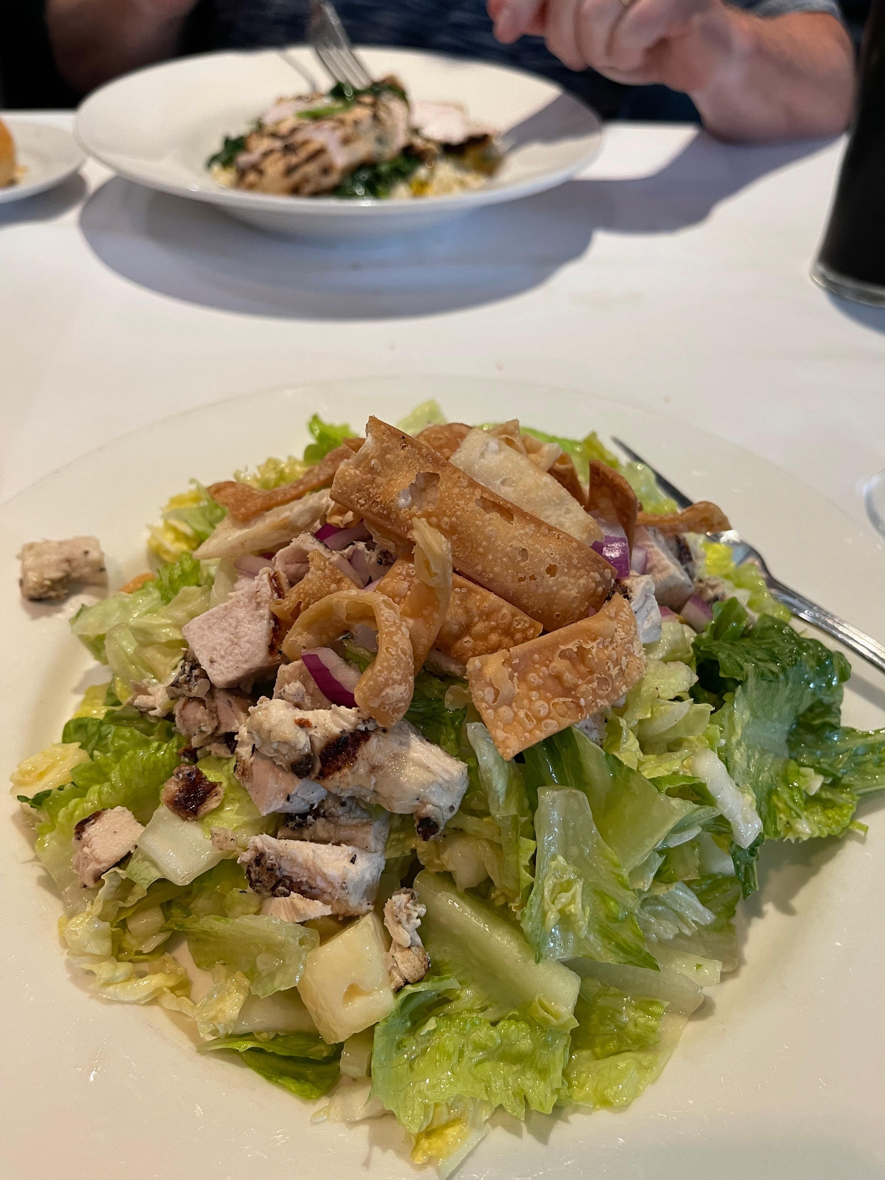 Lunch at One Bistro,a tasty Asian chicken salad…I think it was called chicken chop chop. Fresh and Flavorful! 