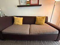 Crooked, with faulty uncomfortable cushions.