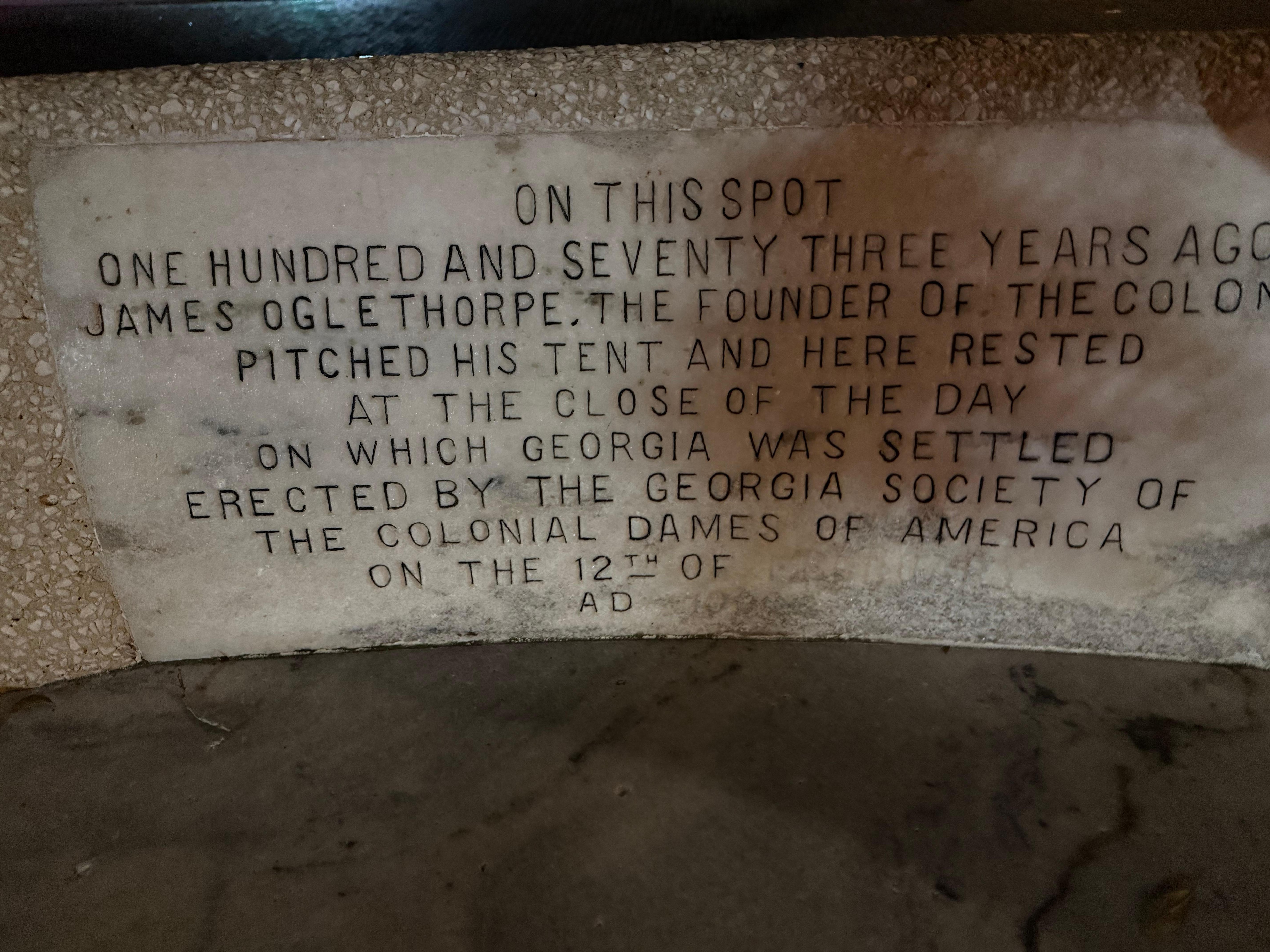 “In this spot, Oglethorpe pitches his tents upon colonizing Georgia”
I happened to spark up and watch the evening roll by…