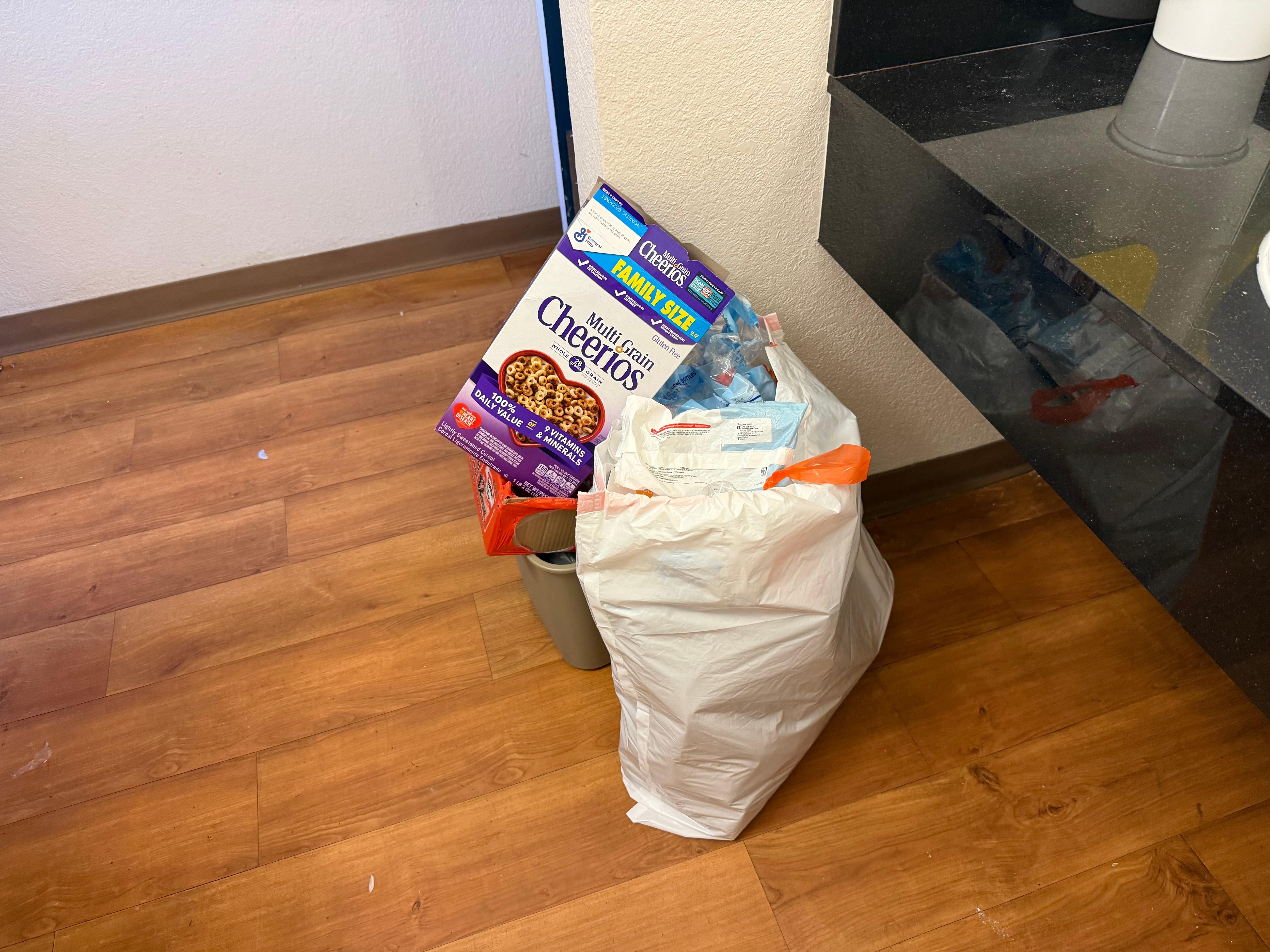 One of multiple bags of garbage.