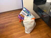 One of multiple bags of garbage.