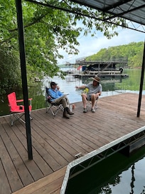 My husband and brother in law enjoying the dock. I liked being able to see the fish