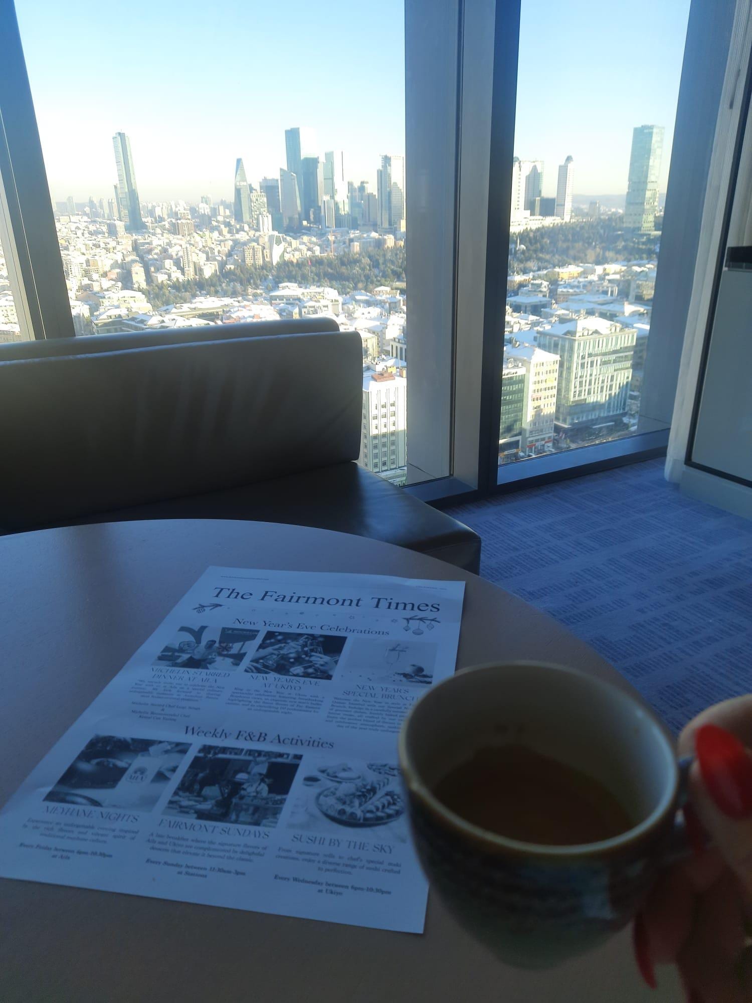 Morning espresso with in-room amenities