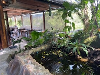Breakfast area with amazing view of hills