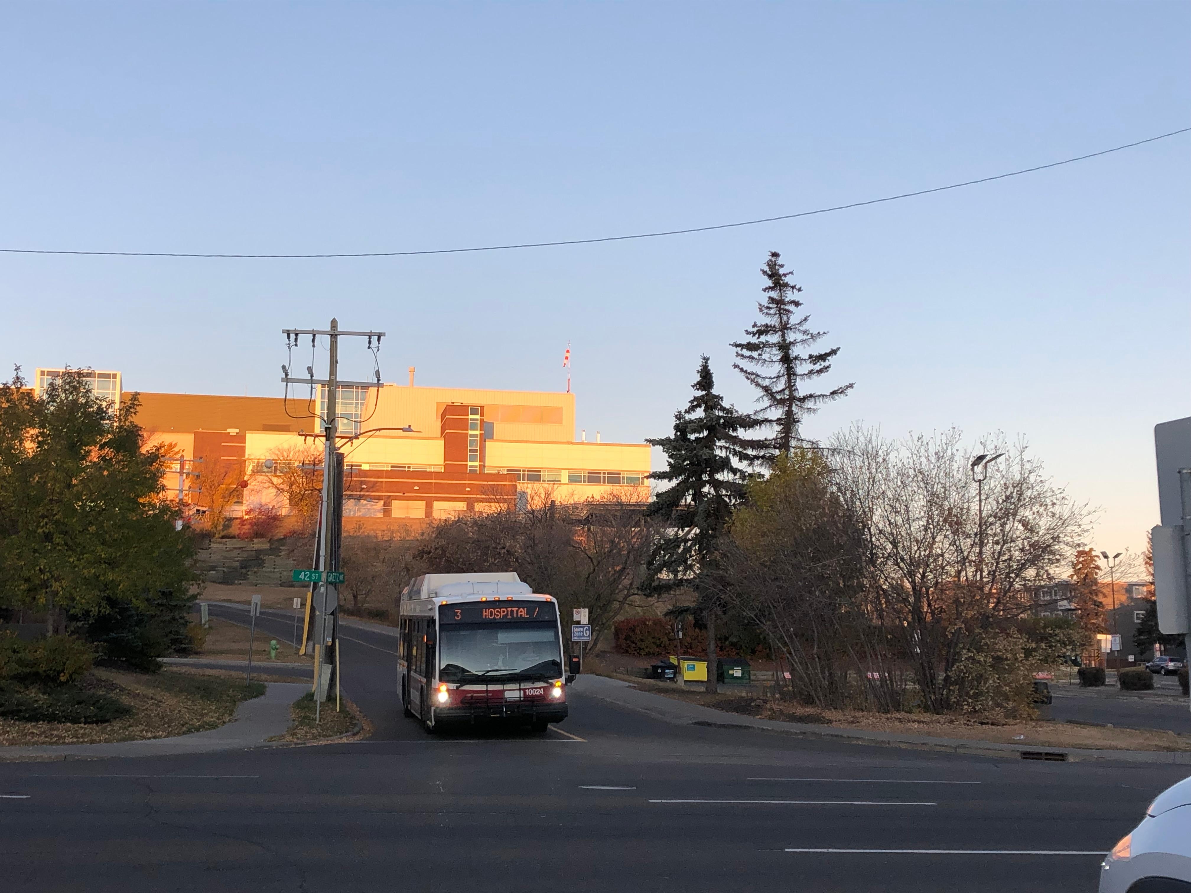 Looking across the street to the hospital. 