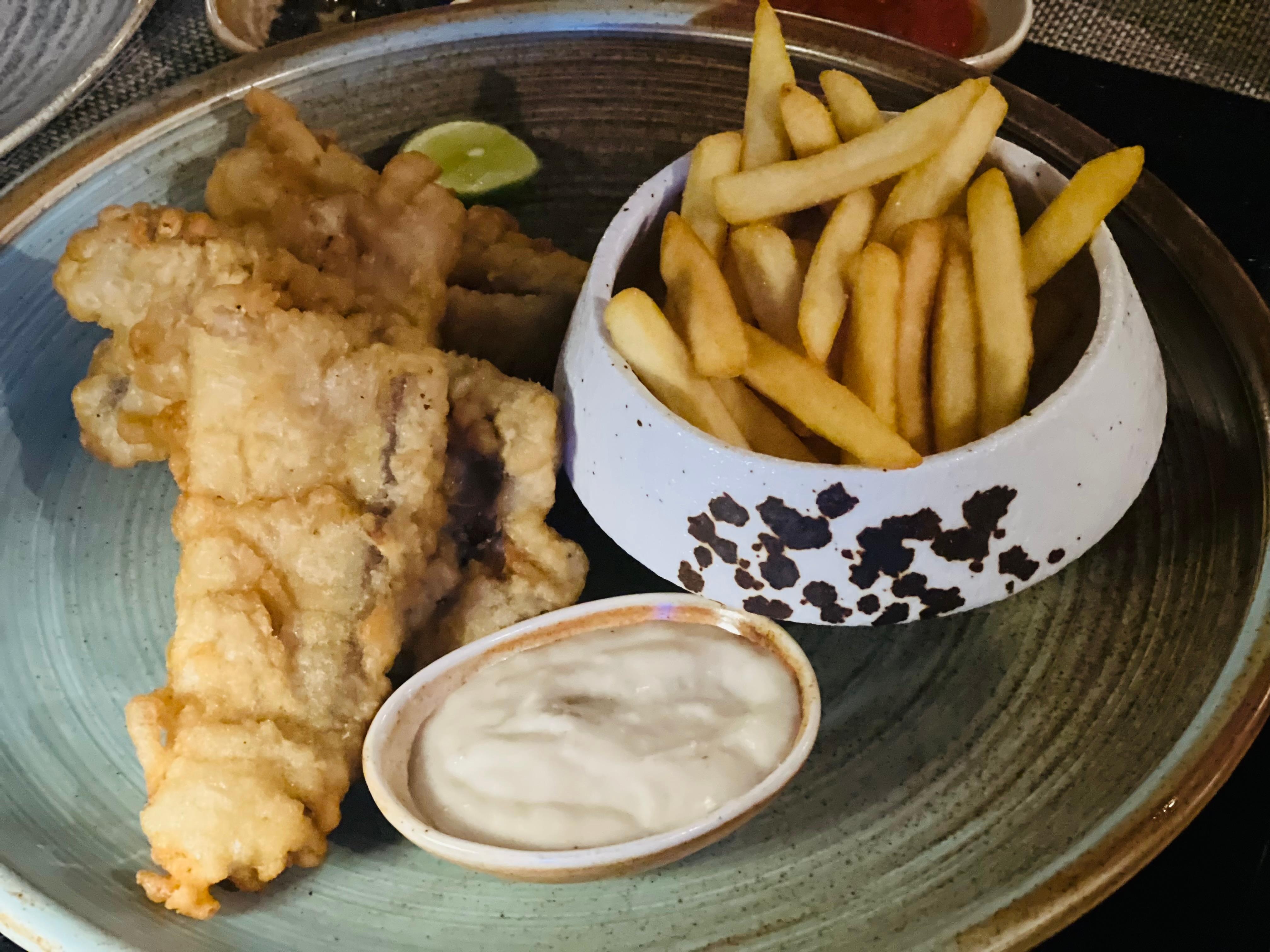 Fish and chips, lounge food.