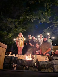 Huge firepit with wood. Fun relaxing fall fires