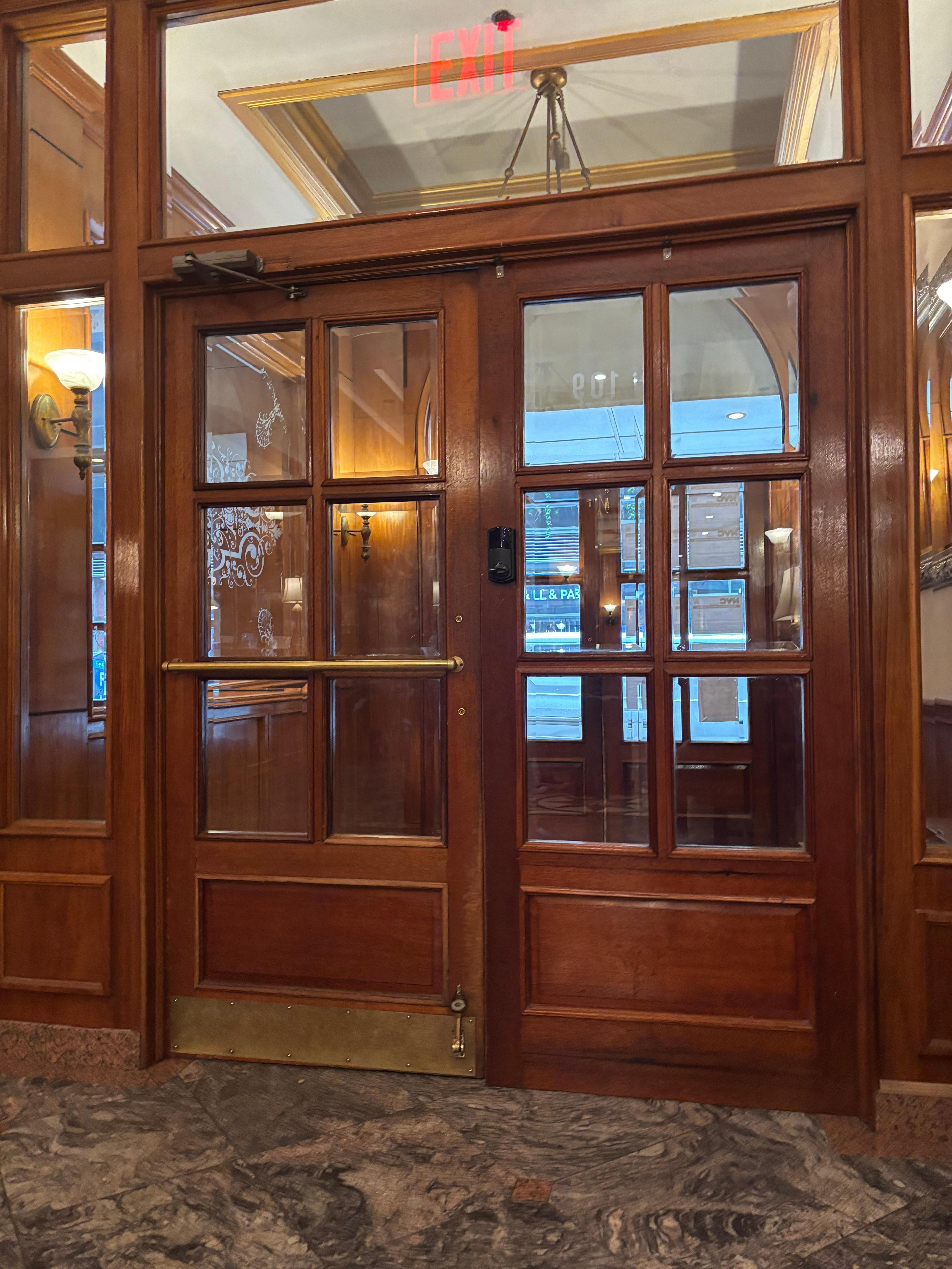 Beautiful wood doors to enter hotel 