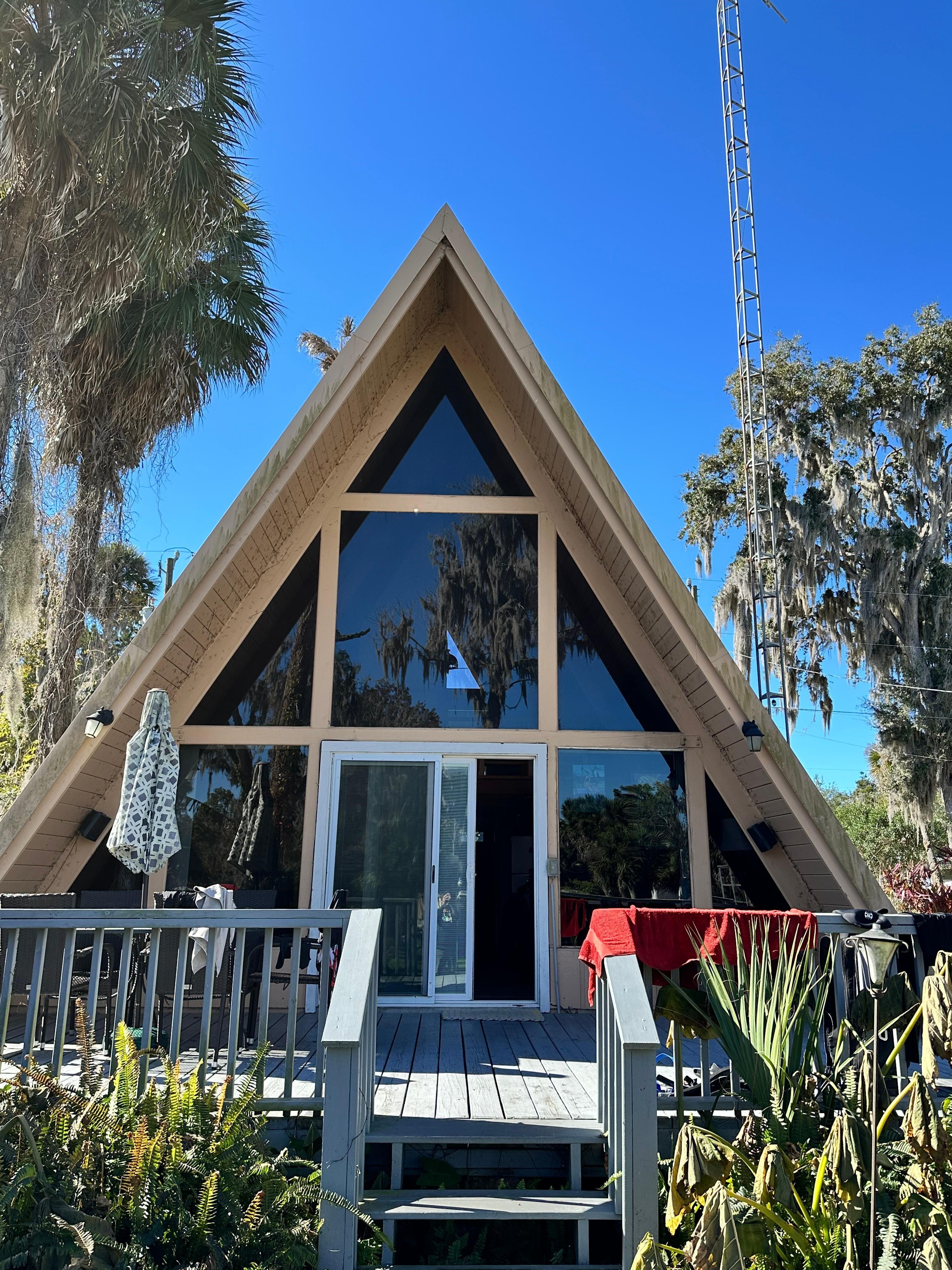 The A frame with the windows - outside