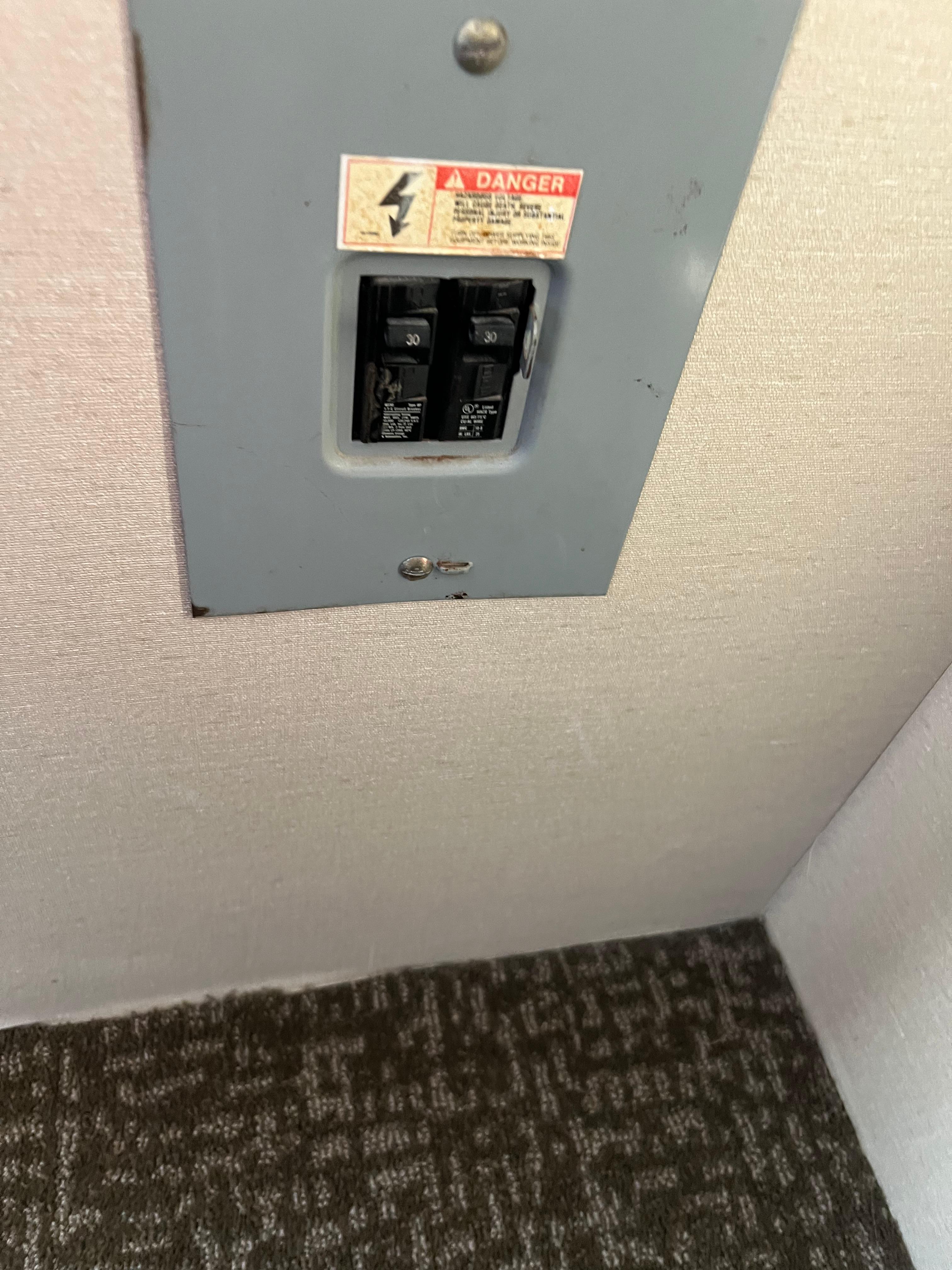 Exposed breaker box