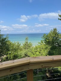 Stunning view of Lake Michigan from the beautiful deck.