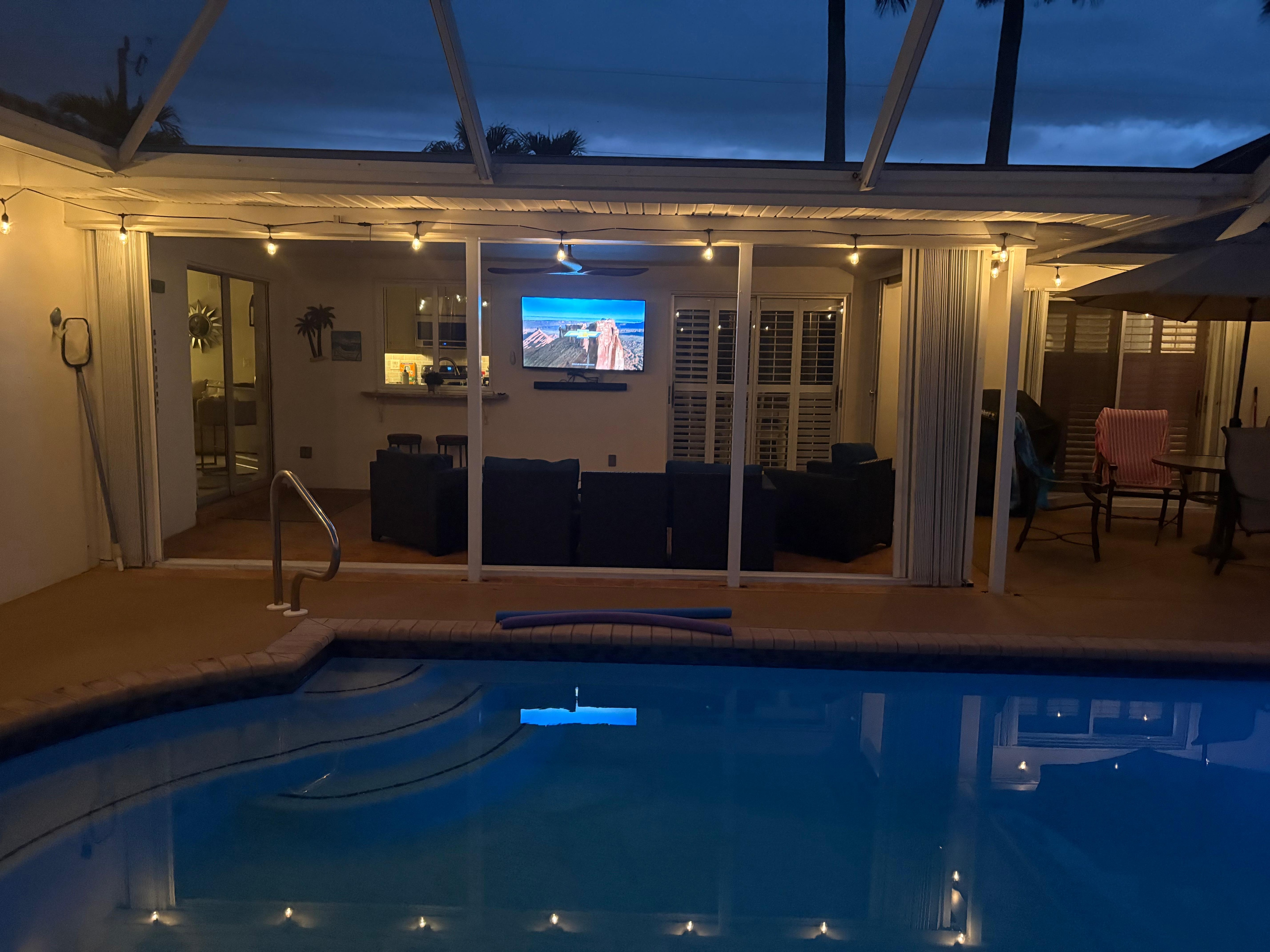 Looking towards lanai from far side of pool 