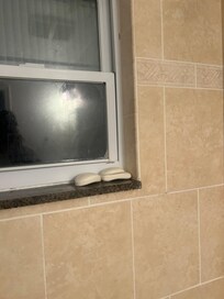 Used soap left in bathroom