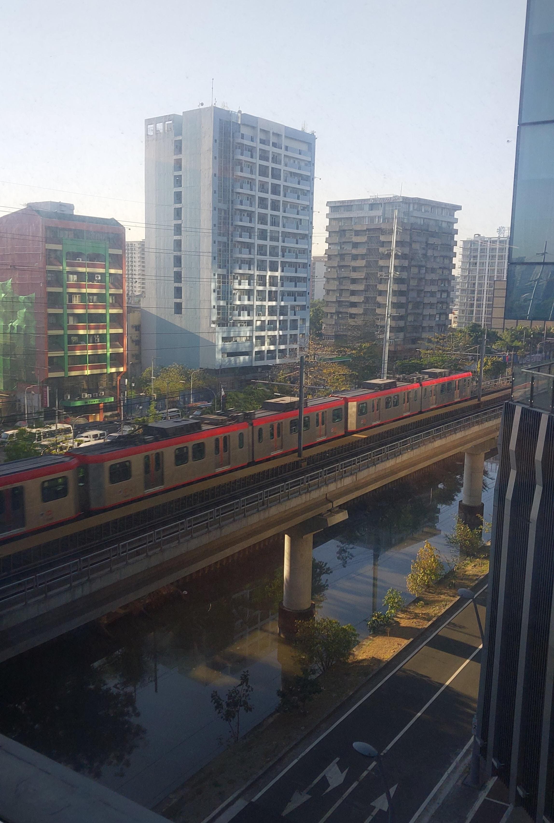 View from corner room and located very near to a train station.