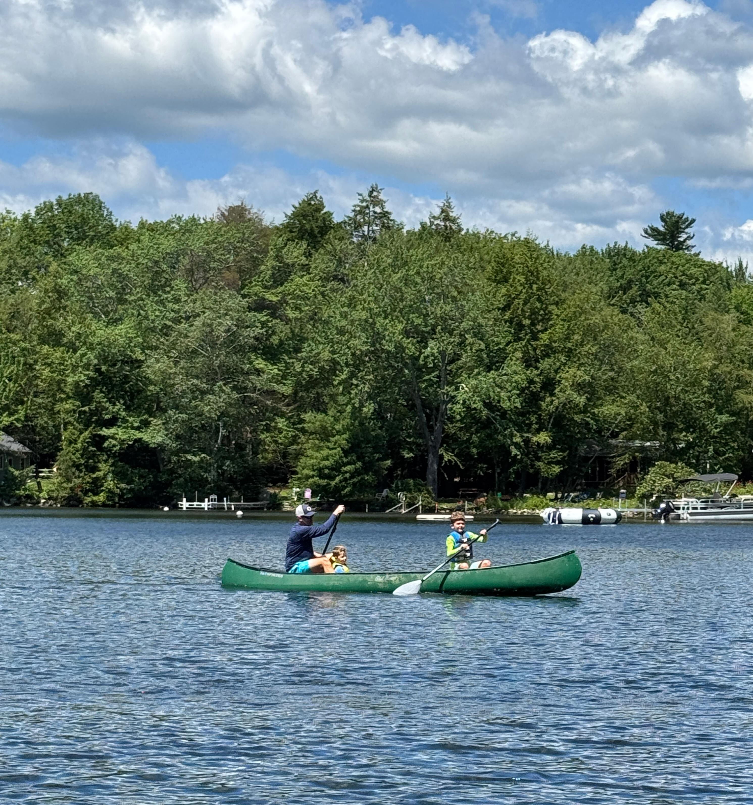 Enjoying the rental provided canoe