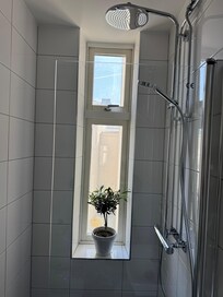 Dusch med fönster i klarglas