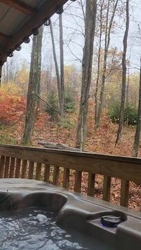 We took a fantastic video while in the hot tub; it was raining and the leaves were falling, and it was just beautiful.
