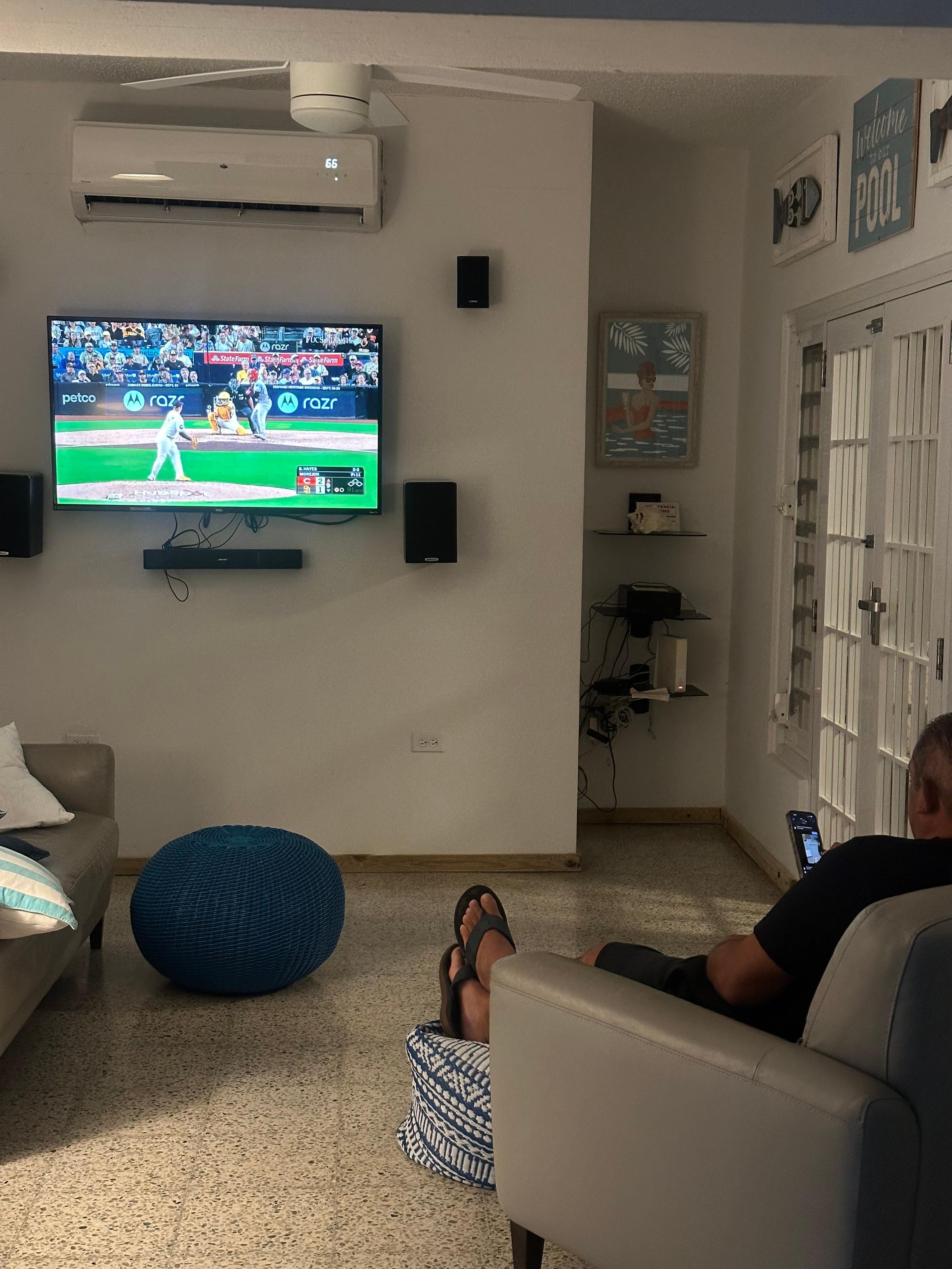 Watching San Diego Padres Baseball on the great TV set up. 