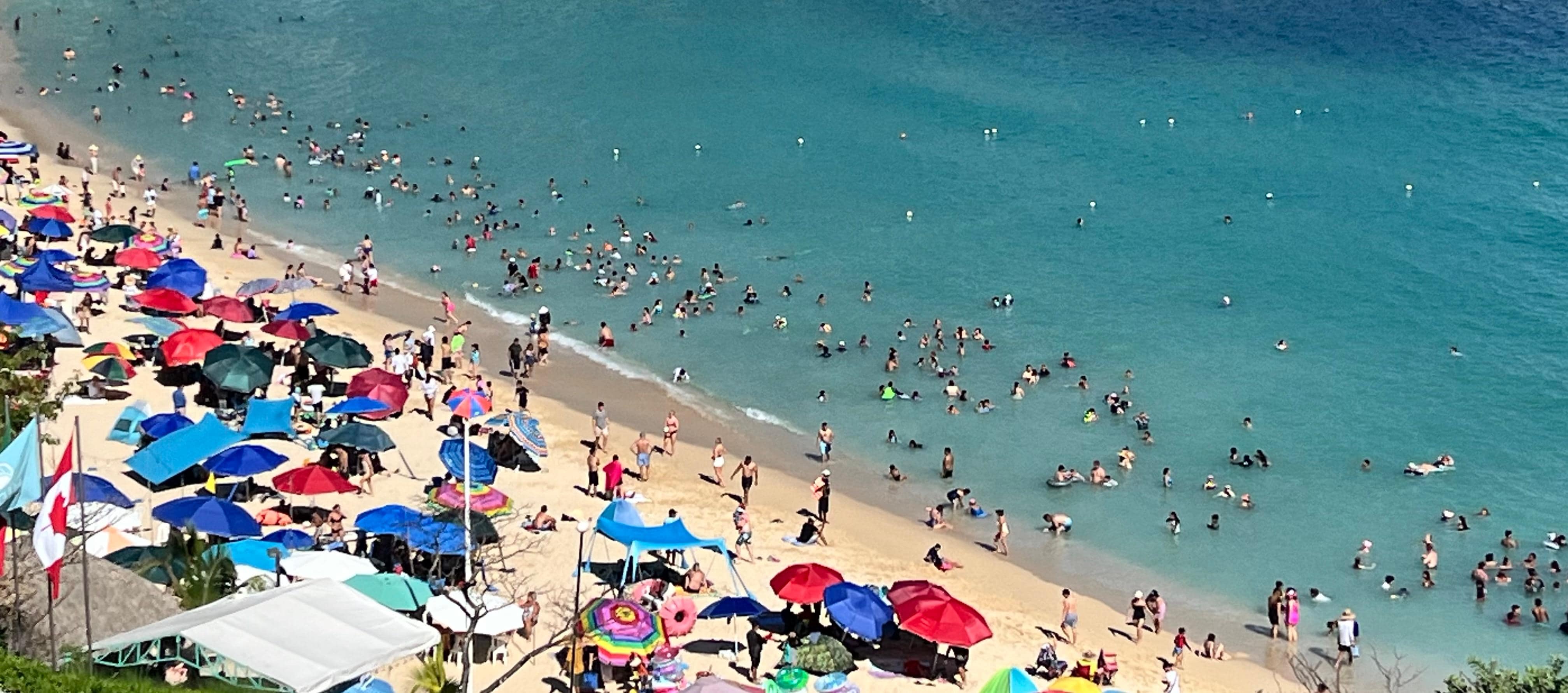 This was the beach fronting the hotel everyday during our stay. Very different from their marketing photos. Overcrowded and dirty. Noisy at night.