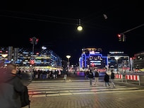 View of hotel from across the square