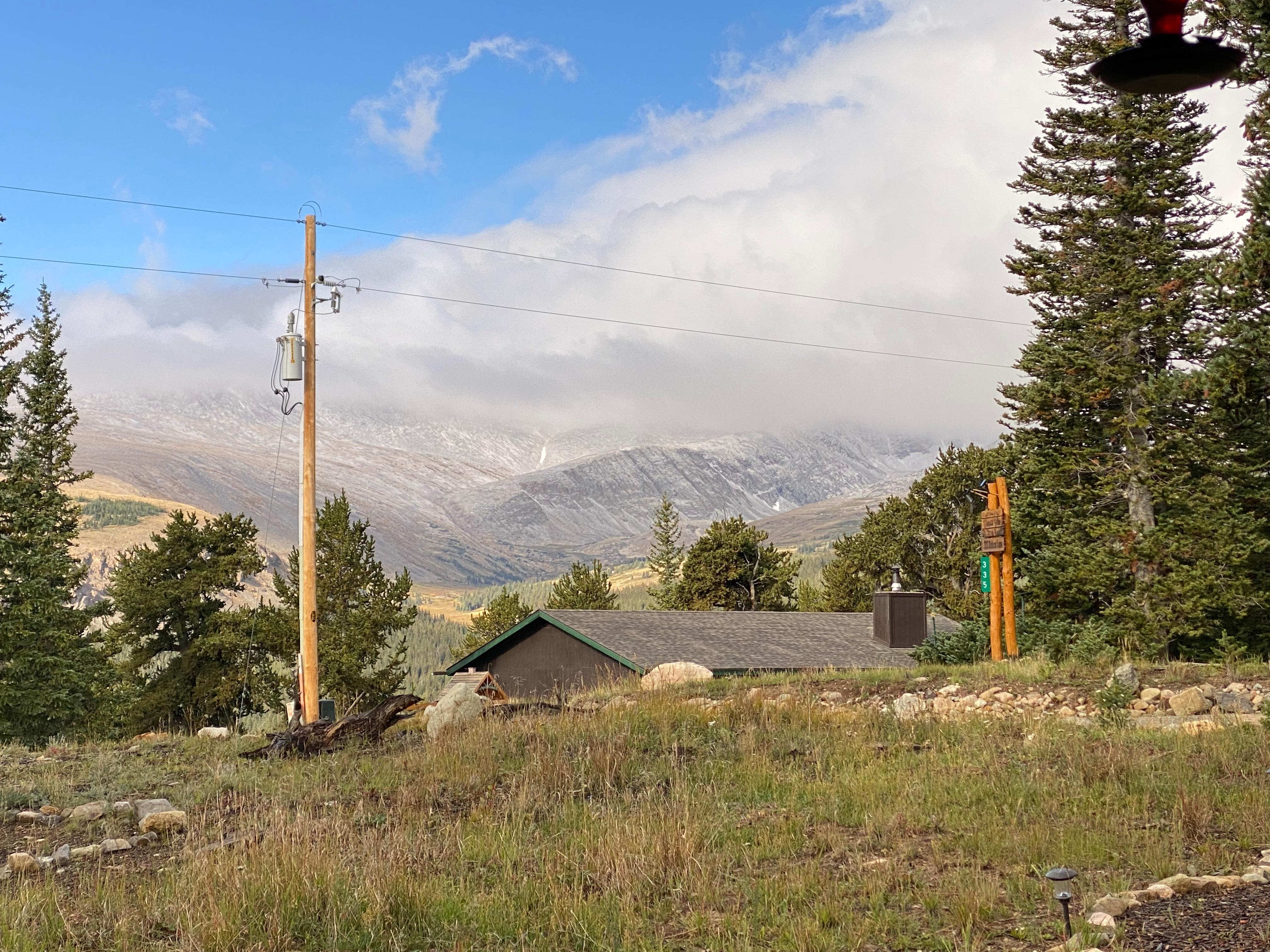 Snow on the mountain the day we left. 
