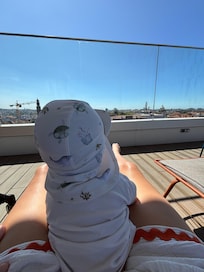 Beautiful rooftop with an excellent snack menu and wine list. Family friendly too. Enjoyed several visits there for drinks and snacks with our little one.