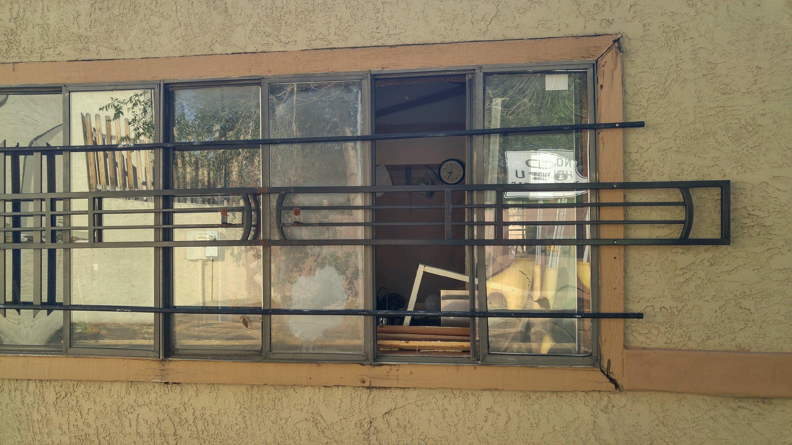 Broken window to pool