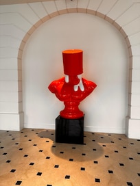 Hotel lobby sculpture.
