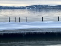 Icicles, mountains and crystal clear water