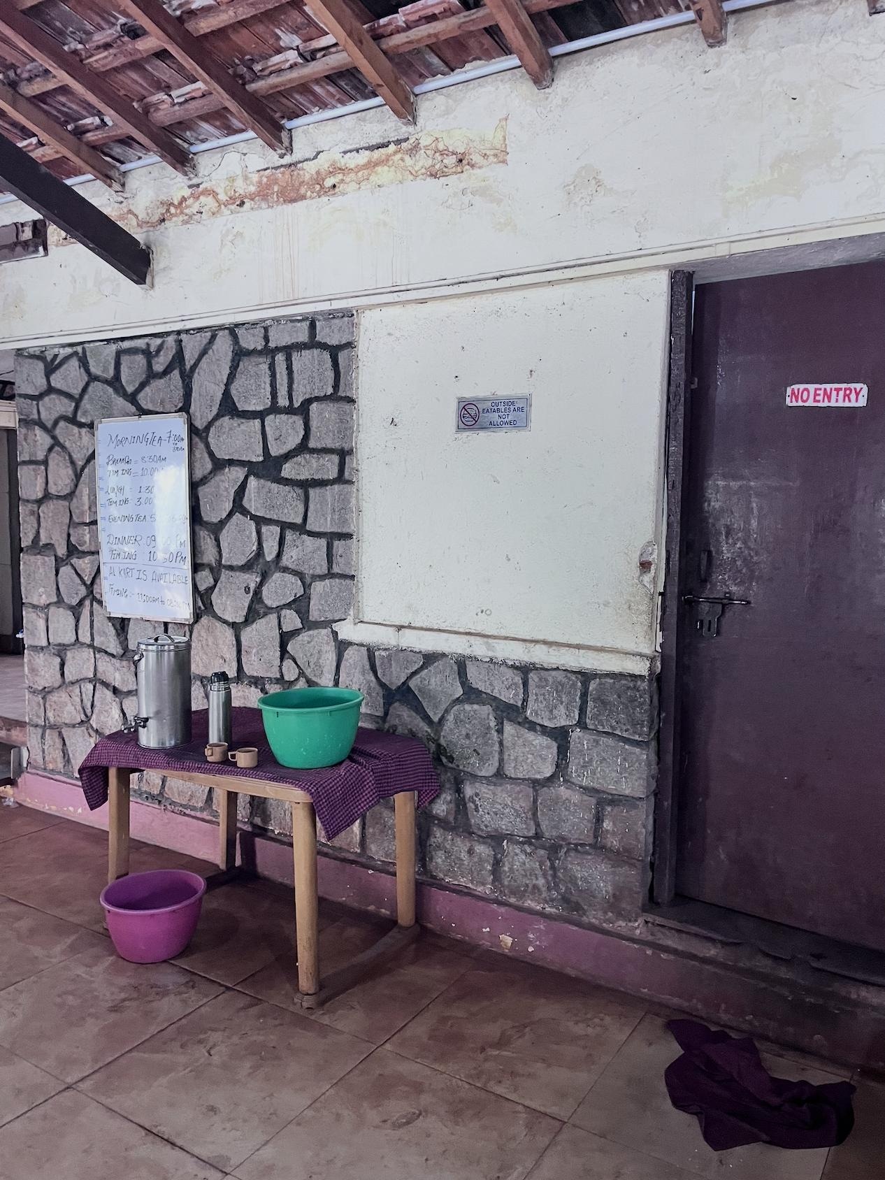 Pee on the toilet seat. Cleaner showed up with a mop to wipe the toilet seat and floor with it.