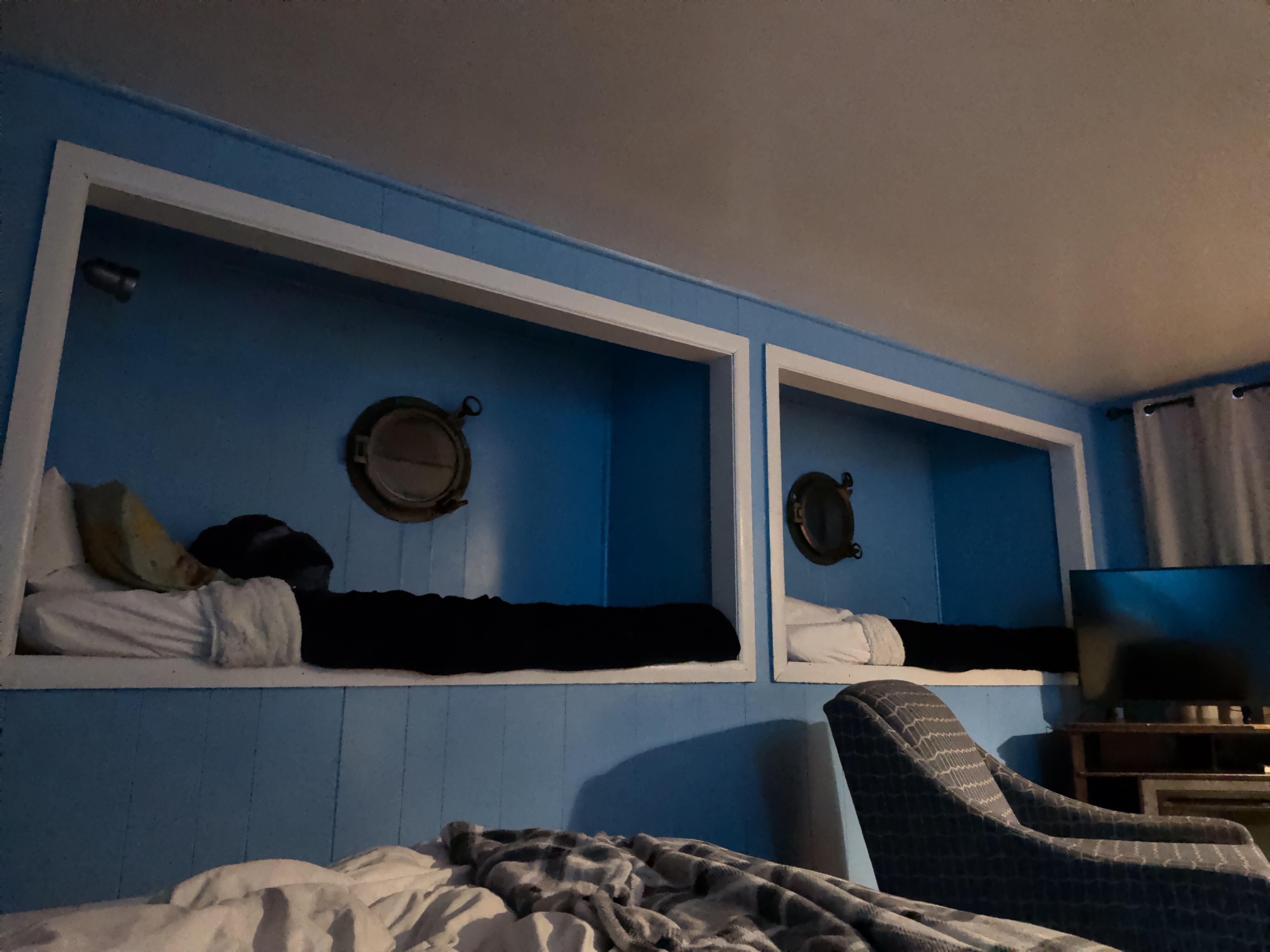 The sailor's bunks with working port holes!