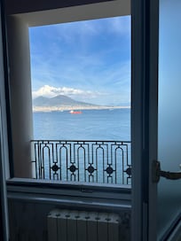 Talk about a room with a view! Mt Vesuvius is in the background of my bathroom window. The balcony was even more impressive