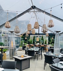 Outside dining is cozy