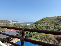 The view from our room’s balcony with the pool foreground.