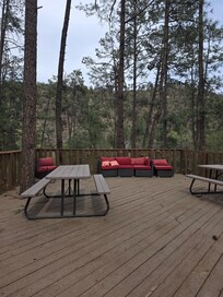 Sitting area right by our cabin!