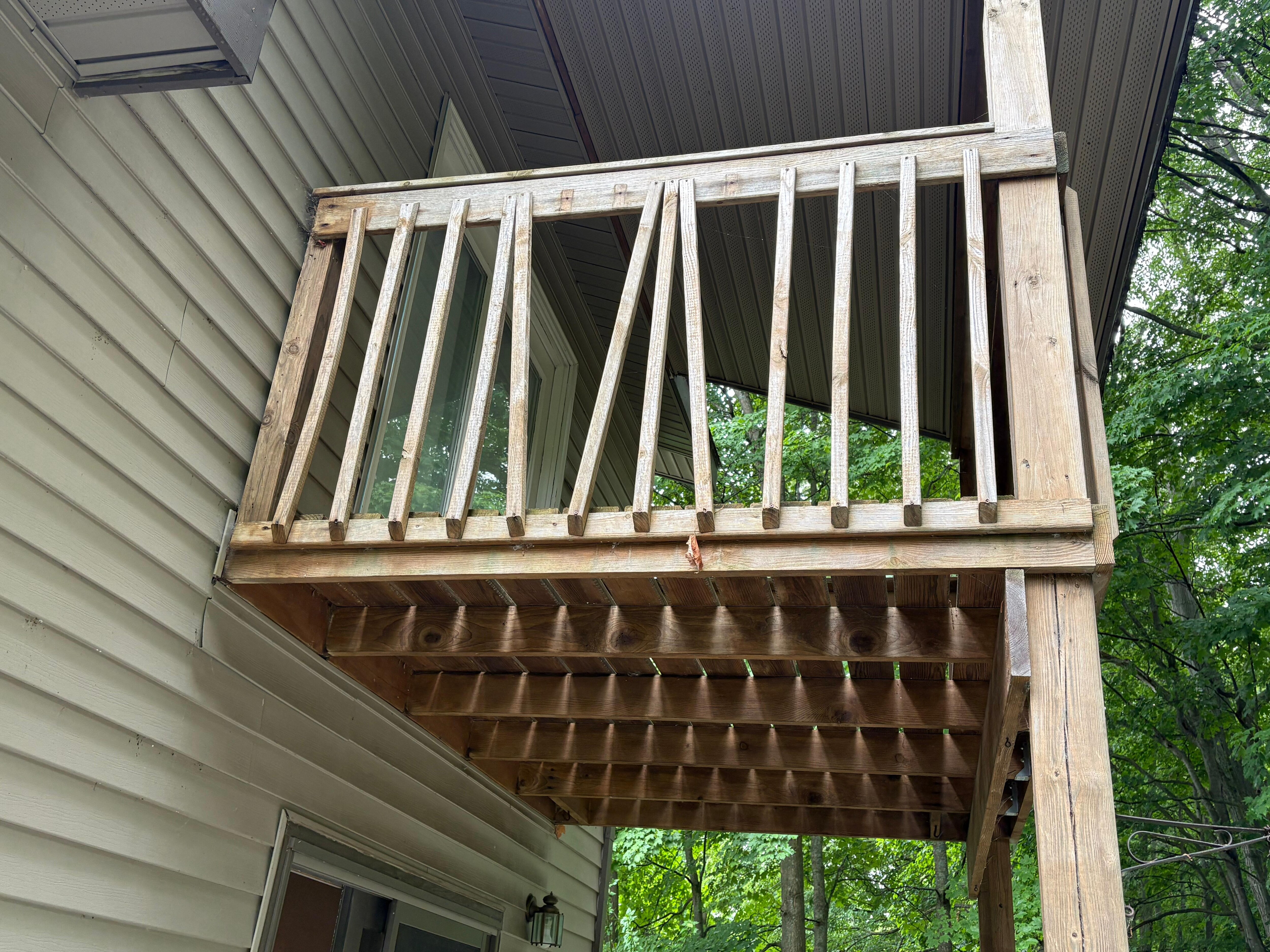 Broken rails on upstairs balcony 