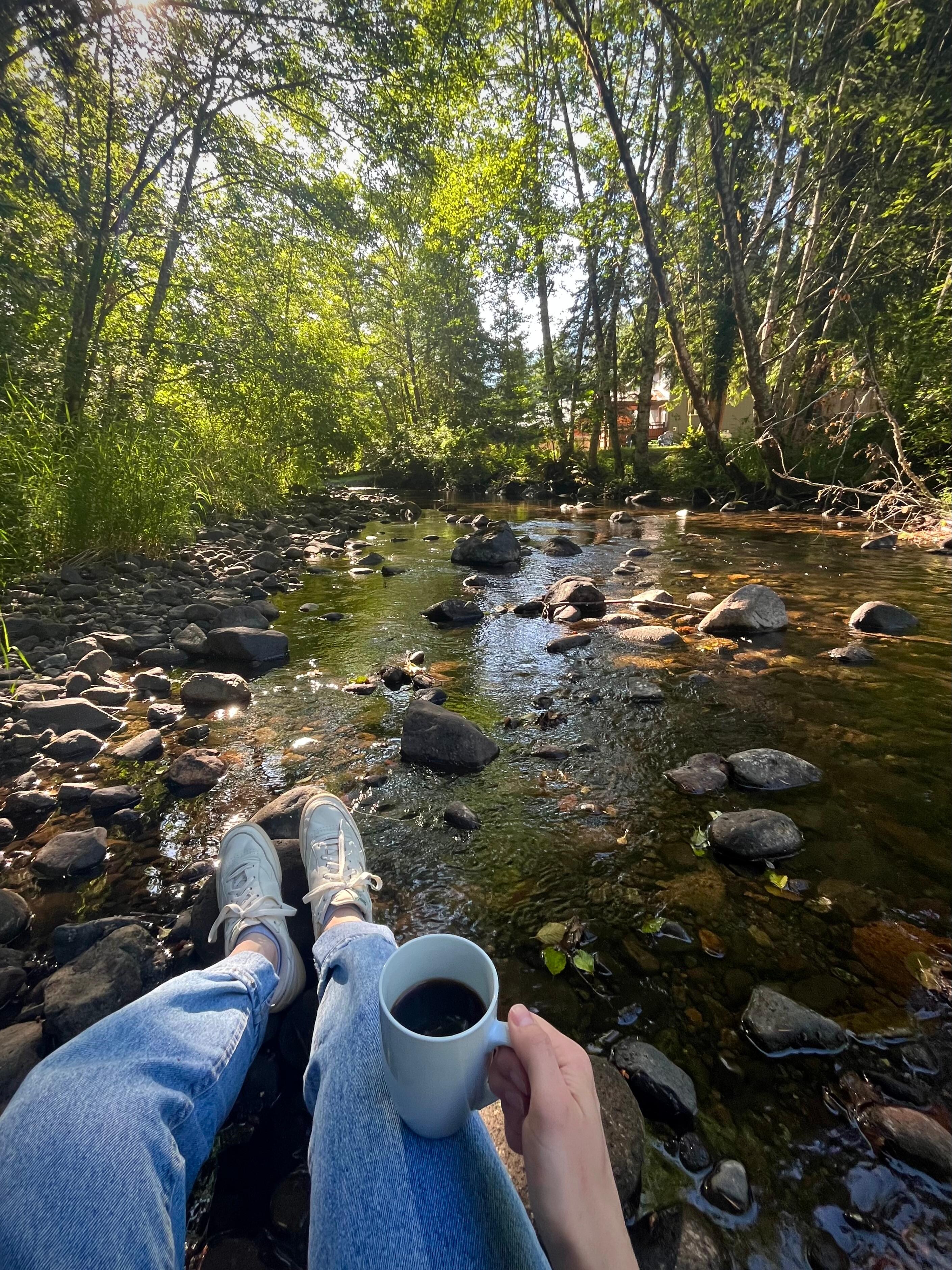 Morning coffee on the creek