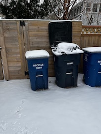 The trash bin was already overflowing at the property so we took our trash with us. Plus, we were already pretty creeped out.