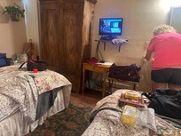 Room number 3 on the 2nd floor with twin beds. The bathroom sink was in the bedroom.