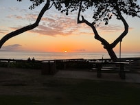 Sunset from the beach across the street