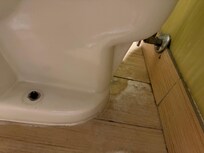Behind the toilet