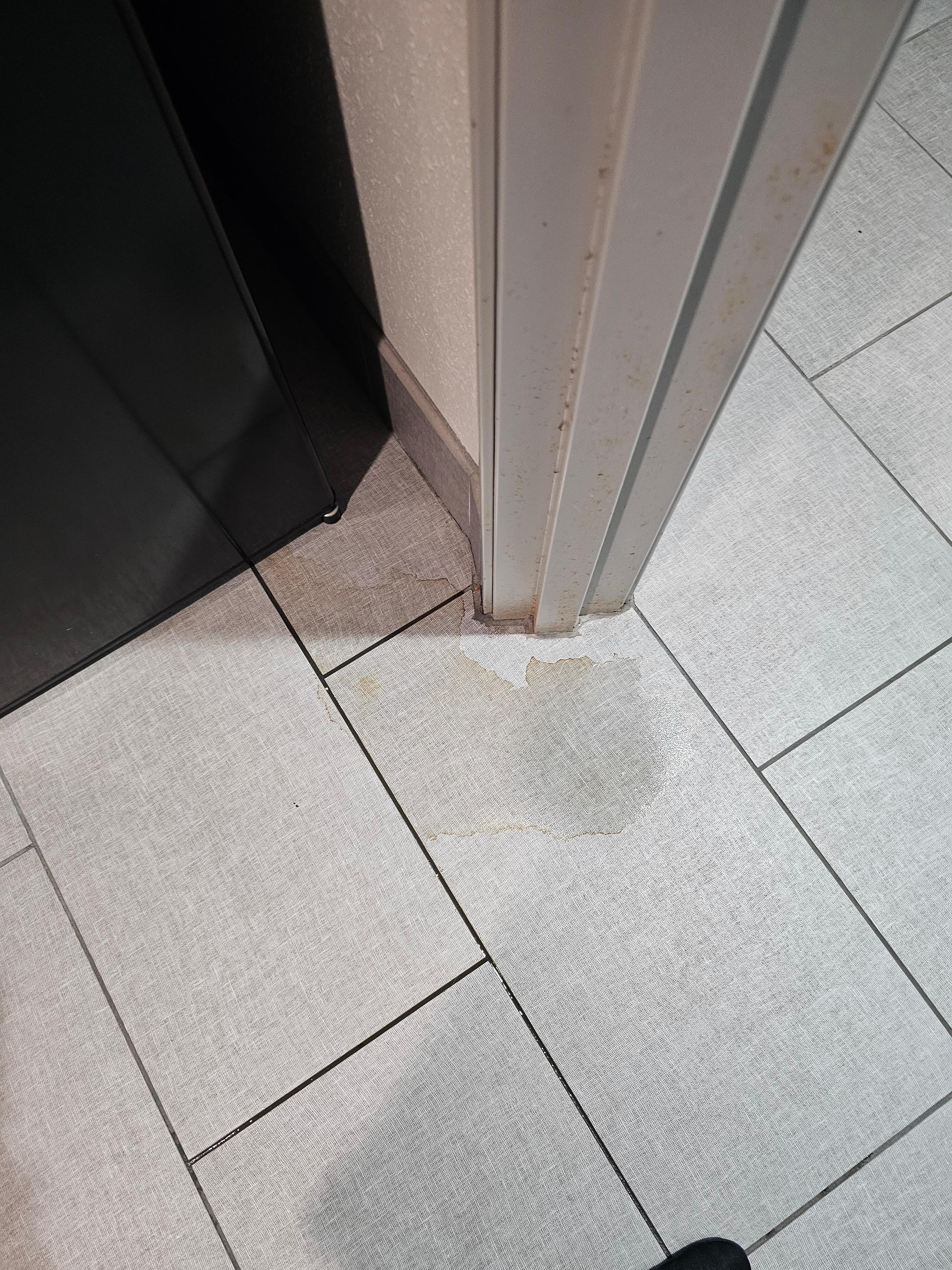 Some sort of liquid on floor in first room