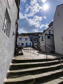 View from the street looking at the square.